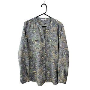 Calvin Klein Shirt Men's XL Paisley Button-Down Long Sleeve Multicolored